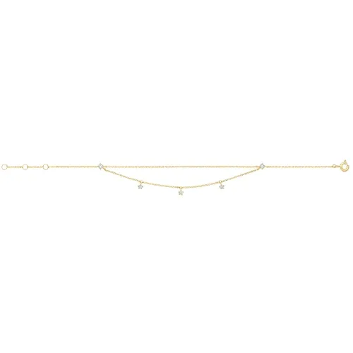 9ct Yellow Gold Cz Double Chain Bracelet 0.92g